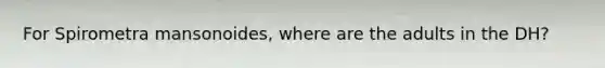 For Spirometra mansonoides, where are the adults in the DH?