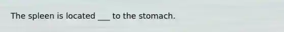 The spleen is located ___ to the stomach.