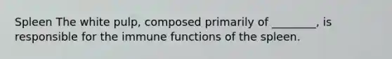 Spleen The white pulp, composed primarily of ________, is responsible for the immune functions of the spleen.