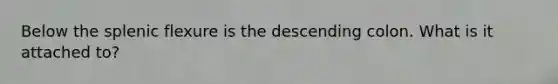 Below the splenic flexure is the descending colon. What is it attached to?