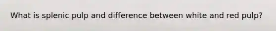 What is splenic pulp and difference between white and red pulp?