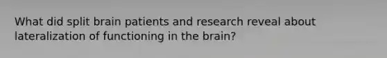 What did split brain patients and research reveal about lateralization of functioning in the brain?