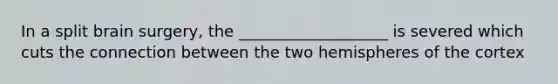 In a split brain surgery, the ___________________ is severed which cuts the connection between the two hemispheres of the cortex