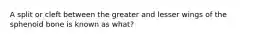 A split or cleft between the greater and lesser wings of the sphenoid bone is known as what?