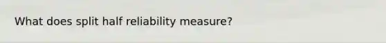 What does split half reliability measure?