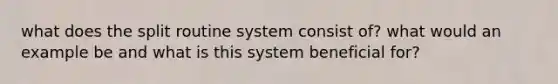 what does the split routine system consist of? what would an example be and what is this system beneficial for?