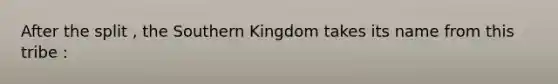 After the split , the Southern Kingdom takes its name from this tribe :