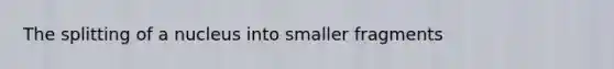 The splitting of a nucleus into smaller fragments