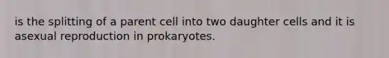 is the splitting of a parent cell into two daughter cells and it is asexual reproduction in prokaryotes.