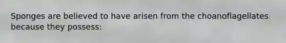 Sponges are believed to have arisen from the choanoflagellates because they possess:
