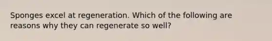 Sponges excel at regeneration. Which of the following are reasons why they can regenerate so well?