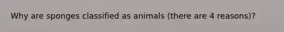 Why are sponges classified as animals (there are 4 reasons)?