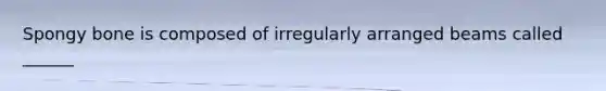 Spongy bone is composed of irregularly arranged beams called ______