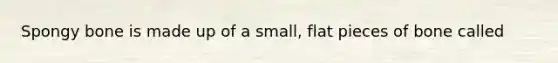 Spongy bone is made up of a small, flat pieces of bone called