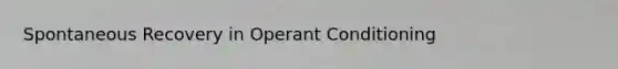 Spontaneous Recovery in Operant Conditioning