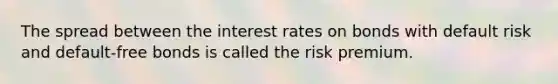 The spread between the interest rates on bonds with default risk and default-free bonds is called the risk premium.