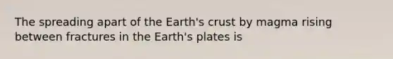 The spreading apart of the Earth's crust by magma rising between fractures in the Earth's plates is