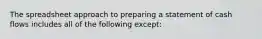 The spreadsheet approach to preparing a statement of cash flows includes all of the following except: