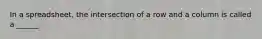 In a spreadsheet, the intersection of a row and a column is called a ______.