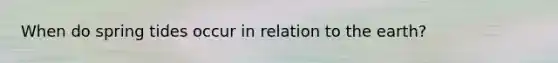 When do spring tides occur in relation to the earth?