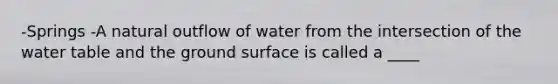 -Springs -A natural outflow of water from the intersection of the water table and the ground surface is called a ____