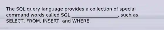 The SQL query language provides a collection of special command words called SQL ____________________, such as SELECT, FROM, INSERT, and WHERE.