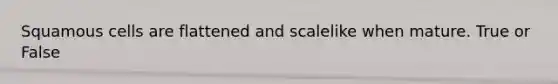 Squamous cells are flattened and scalelike when mature. True or False