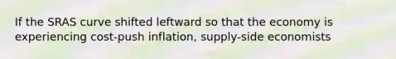 If the SRAS curve shifted leftward so that the economy is experiencing cost-push inflation, supply-side economists