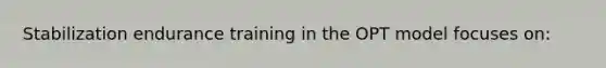 Stabilization endurance training in the OPT model focuses on: