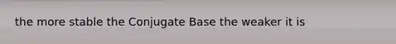 the more stable the Conjugate Base the weaker it is