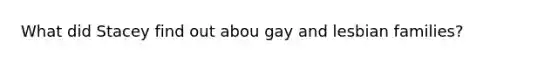 What did Stacey find out abou gay and lesbian families?