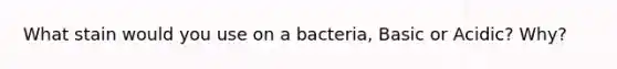 What stain would you use on a bacteria, Basic or Acidic? Why?