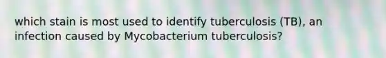 which stain is most used to identify tuberculosis (TB), an infection caused by Mycobacterium tuberculosis?