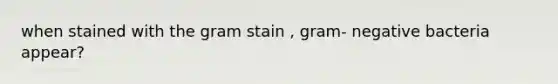 when stained with the gram stain , gram- negative bacteria appear?