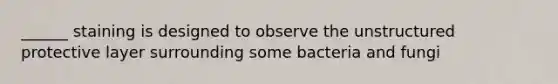 ______ staining is designed to observe the unstructured protective layer surrounding some bacteria and fungi