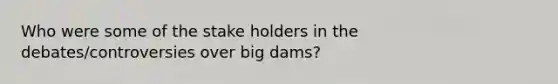 Who were some of the stake holders in the debates/controversies over big dams?