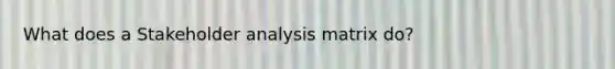 What does a Stakeholder analysis matrix do?