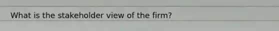 What is the stakeholder view of the firm?