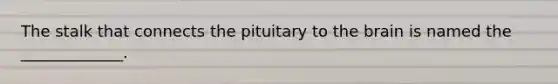 The stalk that connects the pituitary to the brain is named the _____________.