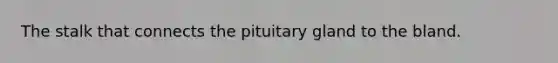 The stalk that connects the pituitary gland to the bland.