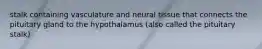 stalk containing vasculature and neural tissue that connects the pituitary gland to the hypothalamus (also called the pituitary stalk)