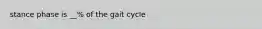 stance phase is __% of the gait cycle