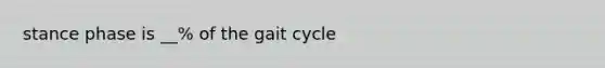 stance phase is __% of the gait cycle