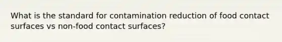 What is the standard for contamination reduction of food contact surfaces vs non-food contact surfaces?