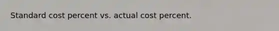 Standard cost percent vs. actual cost percent.