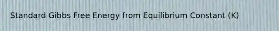 Standard Gibbs Free Energy from Equilibrium Constant (K)