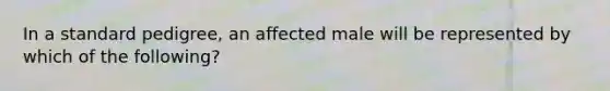 In a standard pedigree, an affected male will be represented by which of the following?