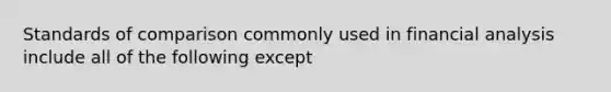 Standards of comparison commonly used in financial analysis include all of the following except