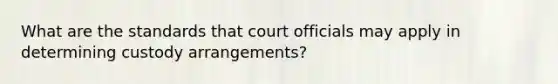 What are the standards that court officials may apply in determining custody arrangements?