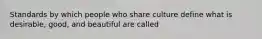 Standards by which people who share culture define what is desirable, good, and beautiful are called